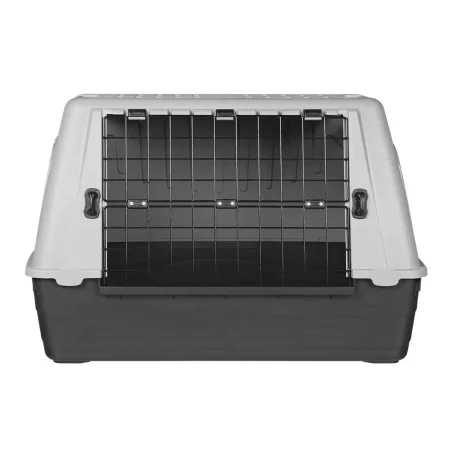 Trixie | Journey Transport Box | biztonságos, jól szellőző szállítóbox kutyáknak – fekete/szürke, (S–M), 77 × 51 × 43 cm