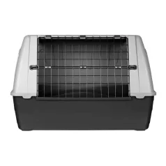   Trixie | Journey Transport Box | biztonságos, jól szellőző szállítóbox kutyáknak – fekete/szürke, (M), 88 × 58 × 51 cm