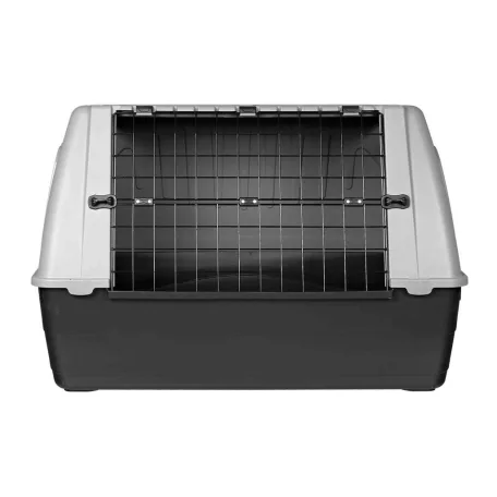 Trixie | Journey Transport Box | biztonságos, jól szellőző szállítóbox kutyáknak – fekete/szürke, (M), 88 × 58 × 51 cm