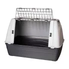 Trixie | Journey Transport Box | biztonságos, jól szellőző szállítóbox kutyáknak – fekete/szürke, (M), 88 × 58 × 51 cm