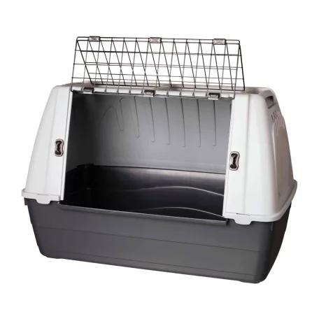 Trixie | Journey Transport Box | biztonságos, jól szellőző szállítóbox kutyáknak – fekete/szürke, (M), 88 × 58 × 51 cm