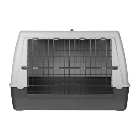 Trixie | Journey transport box | biztonságos, jól szellőző szállítóbox kutyáknak – fekete/szürke, (M–L), 100 × 65 × 60 cm