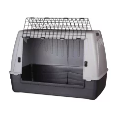   Trixie | Journey transport box | biztonságos, jól szellőző szállítóbox kutyáknak – fekete/szürke, (M–L), 100 × 65 × 60 cm