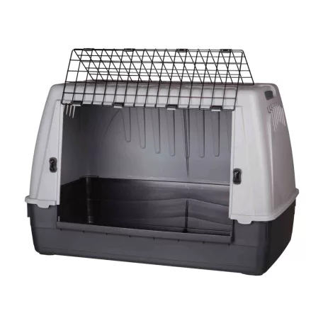 Trixie | Journey transport box | biztonságos, jól szellőző szállítóbox kutyáknak – fekete/szürke, (M–L), 100 × 65 × 60 cm