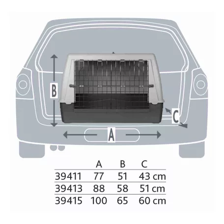 Trixie | Journey transport box | biztonságos, jól szellőző szállítóbox kutyáknak – fekete/szürke, (M–L), 100 × 65 × 60 cm