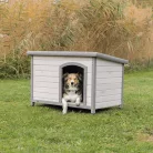 Trixie | Classic Dog Kennel | időjárás ellen védett fa kutyaház kutyáknak – szürke, (M–L), 104 × 72 × 68 cm