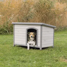   Trixie | Classic Dog Kennel | időjárás ellen védett fa kutyaház kutyáknak – szürke, (M–L), 104 × 72 × 68 cm