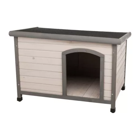 Trixie | Classic Dog Kennel | időjárás ellen védett fa kutyaház kutyáknak – szürke, (M–L), 104 × 72 × 68 cm