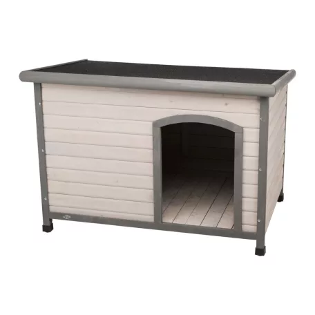 Trixie | Classic Dog Kennel | időjárás ellen védett fa kutyaház kutyáknak – szürke, (L), 116 × 82 × 79 cm