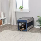 Trixie | TwisterTcamp szállítóbox M | összecsukható fém szobakennel kutyáknak – kék/szürke, (S–M), 50 × 52 × 76 cm