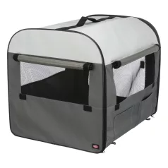   Trixie | mobil kennel S 50X50X60cm | összecsukható fém szobakennel kutyáknak – sötétszürke/világosszürke, (S), 50 × 50 × 60 cm