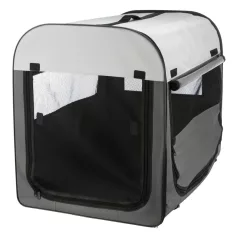   Trixie | mobil kennel M 55X65X80cm | összecsukható fém szobakennel kutyáknak – sötétszürke/világosszürke, (M), 55 × 65 × 80 cm