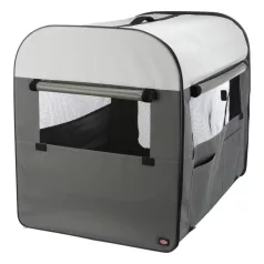   Trixie | mobil kennel M 55X65X80cm | összecsukható fém szobakennel kutyáknak – sötétszürke/világosszürke, (M), 55 × 65 × 80 cm