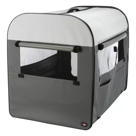 Trixie | mobil kennel M 55X65X80cm | összecsukható fém szobakennel kutyáknak – sötétszürke/világosszürke, (M), 55 × 65 × 80 cm