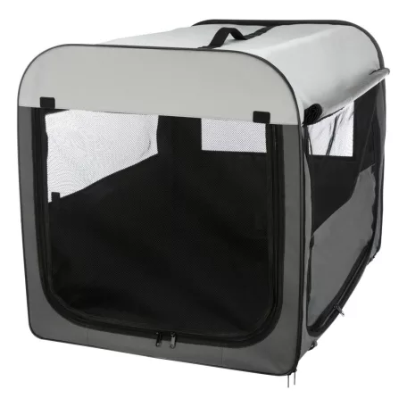 Trixie | mobil kennel M-L | összecsukható fém szobakennel kutyáknak – sötétszürke/világosszürke, (M–L), 70 × 75 × 95 cm