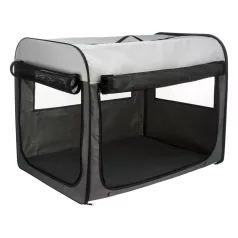   Trixie | mobil kennel M-L | összecsukható fém szobakennel kutyáknak – sötétszürke/világosszürke, (M–L), 70 × 75 × 95 cm