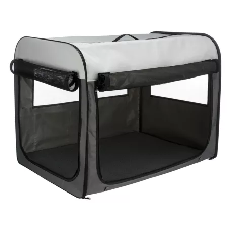 Trixie | mobil kennel M-L | összecsukható fém szobakennel kutyáknak – sötétszürke/világosszürke, (M–L), 70 × 75 × 95 cm