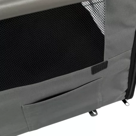 Trixie | mobil kennel M-L | összecsukható fém szobakennel kutyáknak – sötétszürke/világosszürke, (M–L), 70 × 75 × 95 cm