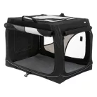 Trixie | Vario box S transport box 61x43x46cm | biztonságos, jól szellőző szállítóbox kutyáknak – fekete/szürke, (S), 61 × 43 × 46 cm