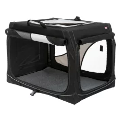   Trixie | Vario box S transport box 61x43x46cm | biztonságos, jól szellőző szállítóbox kutyáknak – fekete/szürke, (S), 61 × 43 × 46 cm
