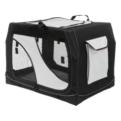   Trixie | Vario box S transport box 61x43x46cm | biztonságos, jól szellőző szállítóbox kutyáknak – fekete/szürke, (S), 61 × 43 × 46 cm