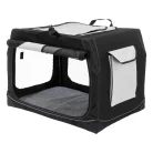 Trixie | Vario box S transport box 61x43x46cm | biztonságos, jól szellőző szállítóbox kutyáknak – fekete/szürke, (S), 61 × 43 × 46 cm
