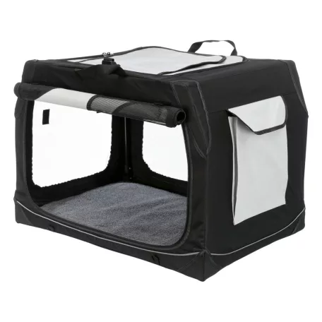 Trixie | Vario box S transport box 61x43x46cm | biztonságos, jól szellőző szállítóbox kutyáknak – fekete/szürke, (S), 61 × 43 × 46 cm