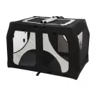 Trixie | Vario Double Mobile Kennel | biztonságos, jól szellőző szállítóbox kutyáknak – fekete/szürke, (S), 91 × 60 × 61/57 cm