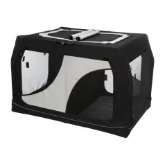  Trixie | Vario Double Mobile Kennel | biztonságos, jól szellőző szállítóbox kutyáknak – fekete/szürke, (S), 91 × 60 × 61/57 cm