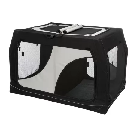 Trixie | Vario Double Mobile Kennel | biztonságos, jól szellőző szállítóbox kutyáknak – fekete/szürke, (S), 91 × 60 × 61/57 cm