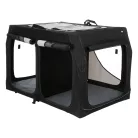 Trixie | Vario Double Mobile Kennel | biztonságos, jól szellőző szállítóbox kutyáknak – fekete/szürke, (S), 91 × 60 × 61/57 cm