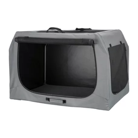 Trixie | Mobile Kennel Easy M-L | biztonságos, jól szellőző szállítóbox kutyáknak – szürke, (M–L), 95 × 63 × 69 cm