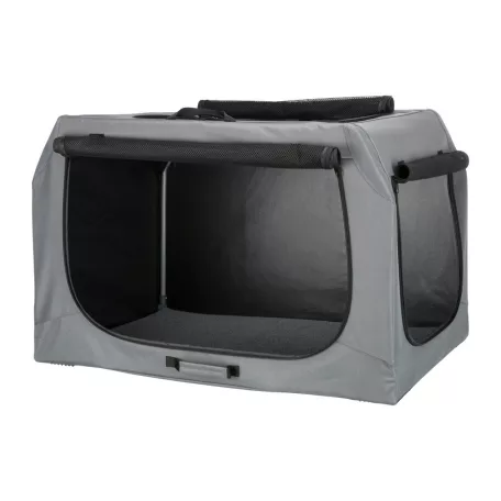 Trixie | Mobile Kennel Easy M-L | biztonságos, jól szellőző szállítóbox kutyáknak – szürke, (M–L), 95 × 63 × 69 cm