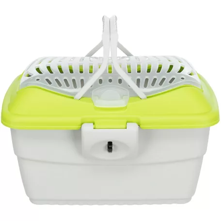 Trixie Mini Capri | Transport Box | Szállítóbox (zöld,világosszürke) 2 kg alatti kisállatok részére - 40x22x30 cm