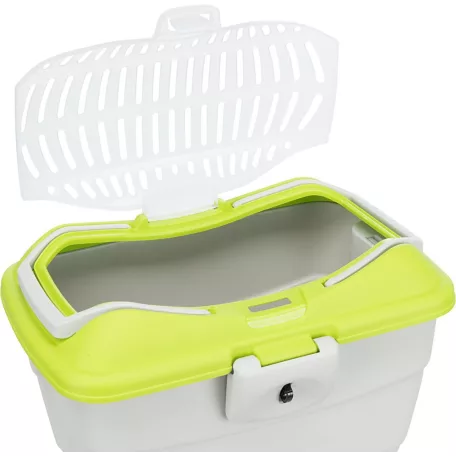 Trixie Mini Capri | Transport Box | Szállítóbox (zöld,világosszürke) 2 kg alatti kisállatok részére - 40x22x30 cm