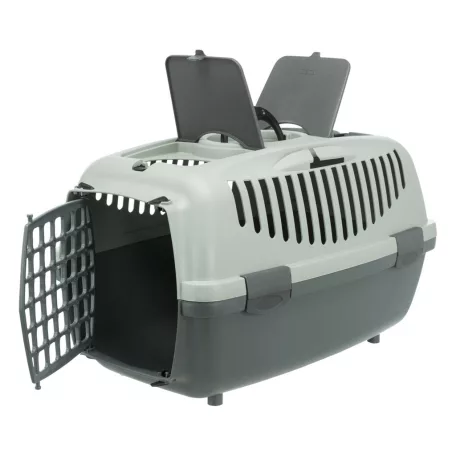 Trixie | Be Eco Capri 2 Transport Box | biztonságos, jól szellőző szállítóbox kisállatoknak – antracit/szürke-zöld, (XS–S), 37 × 34 × 55 cm, max. 8 kg