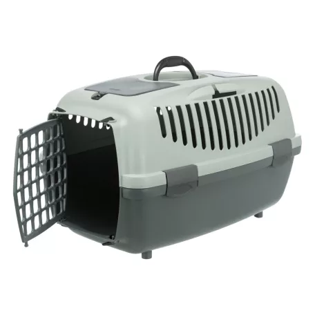 Trixie | Be Eco Capri 3 Transport Box | biztonságos, jól szellőző szállítóbox kisállatoknak – antracit/szürke-zöld, (S), 40 × 38 × 61 cm, max. 12 kg