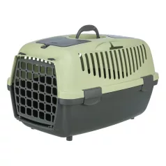   Trixie | Capri | biztonságos, jól szellőző szállítóbox kisállatoknak – sötétszürke/pasztell zöld, (XS–S), 37 × 34 × 55 cm, max. 8 kg