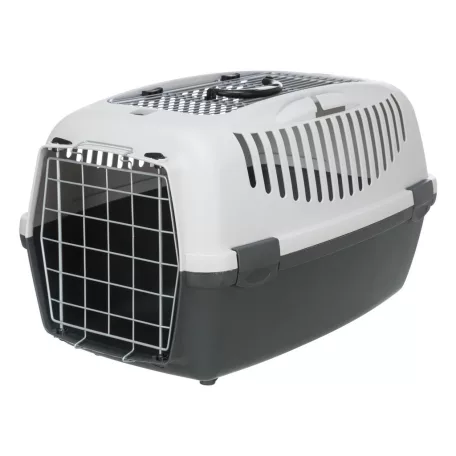 Trixie | Capri 3 Open Top Transport Box | biztonságos, jól szellőző szállítóbox kutyáknak – sötétszürke/világosszürke, (S), 40 × 38 × 61 cm, max. 12 kg