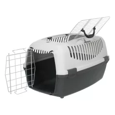   Trixie | Capri 3 Open Top Transport Box | biztonságos, jól szellőző szállítóbox kutyáknak – sötétszürke/világosszürke, (S), 40 × 38 × 61 cm, max. 12 kg