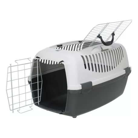 Trixie | Capri 3 Open Top Transport Box | biztonságos, jól szellőző szállítóbox kutyáknak – sötétszürke/világosszürke, (S), 40 × 38 × 61 cm, max. 12 kg