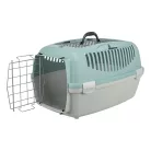Trixie | Capri 3 Open Top Transport Box | biztonságos, jól szellőző szállítóbox kutyáknak – világosszürke/zsályazöld, (S), 40 × 38 × 61 cm, max. 12 kg