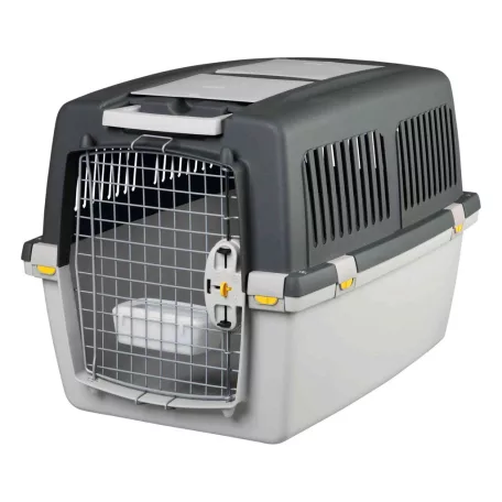 Trixie | Gulliver Transport Box | biztonságos, jól szellőző szállítóbox kutyáknak – világosszürke/sötétszürke, (S–M), 52 × 51 × 72 cm, max. 18 kg