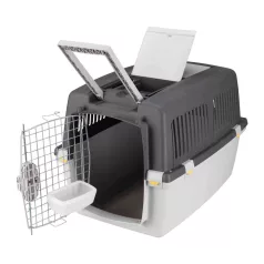   Trixie | Gulliver Transport Box | biztonságos, jól szellőző szállítóbox kutyáknak – világosszürke/sötétszürke, (S–M), 52 × 51 × 72 cm, max. 18 kg