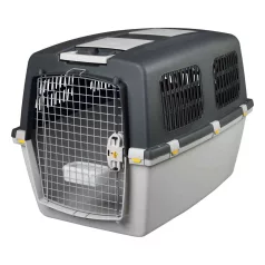   Trixie | Gulliver Transport Box | biztonságos, jól szellőző szállítóbox kutyáknak – világosszürke/sötétszürke, (M–L), 64 × 64 × 92 cm, max. 38 kg