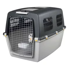   Trixie | Gulliver IATA Transport Box | biztonságos, jól szellőző szállítóbox kutyáknak – világosszürke/sötétszürke, (L), 73 × 75 × 104 cm, max. 50 kg