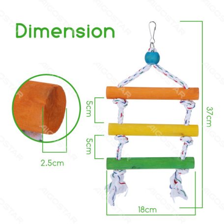Nobleza | Fa madár játék létre három narancs, sárga, zöld / piros, kék, sárga - 37 cm