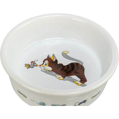 Trixie | Ceramic Bowl kerámia tál macskáknak – fehér, mintás (0,2 l / Ø12 cm)