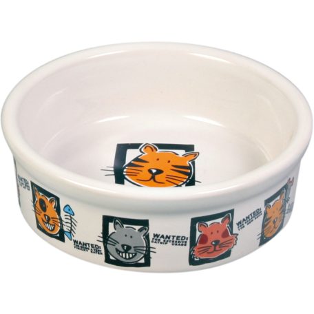 Trixie | Ceramic Bowl kerámia tál macskáknak – fehér, mintás (0,2 l / Ø12 cm)