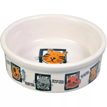 Trixie | Ceramic Bowl kerámia tál macskáknak – fehér, mintás (0,2 l / Ø12 cm)